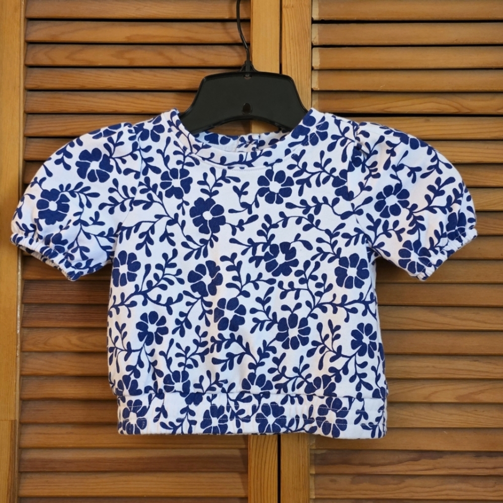EUC Kaavia James x Janie And Jack Floral Puff Sleeve Top Size 4
